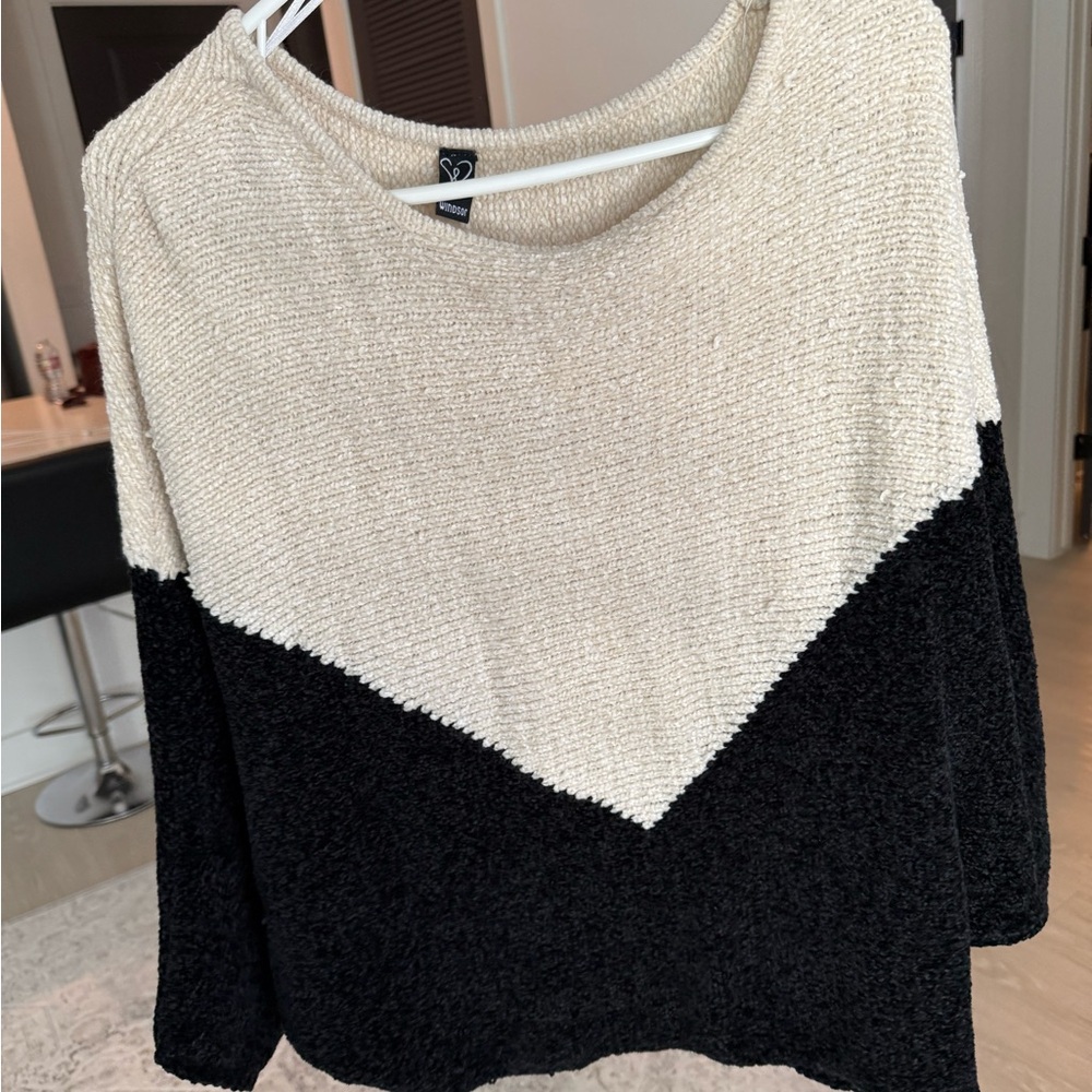 Windsor Black and Cream Chevron Sweater